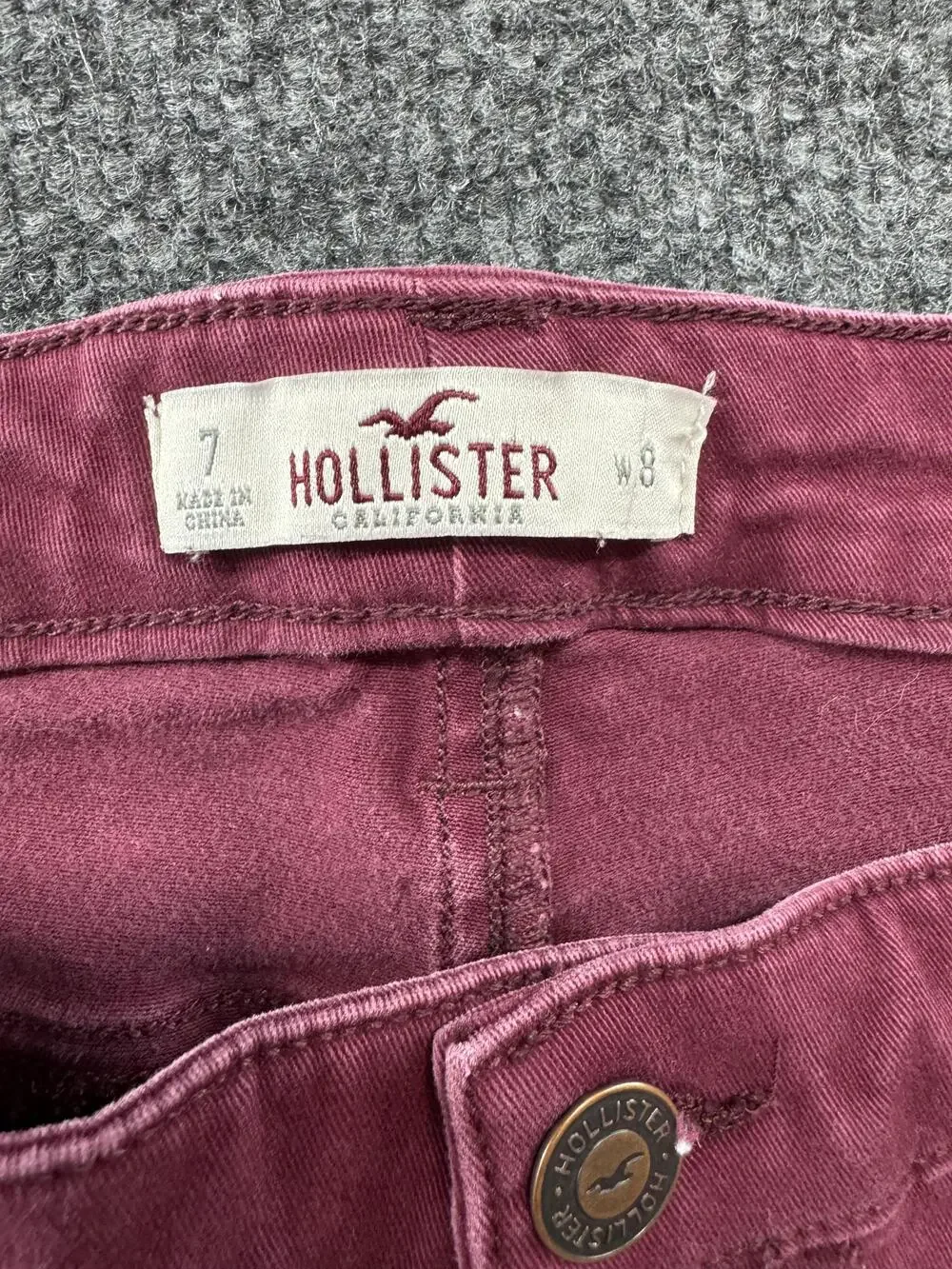 Hollister Jeans Juniors 7 Pink Slim Skinny Stretch Zipper Pocket Denim Pants